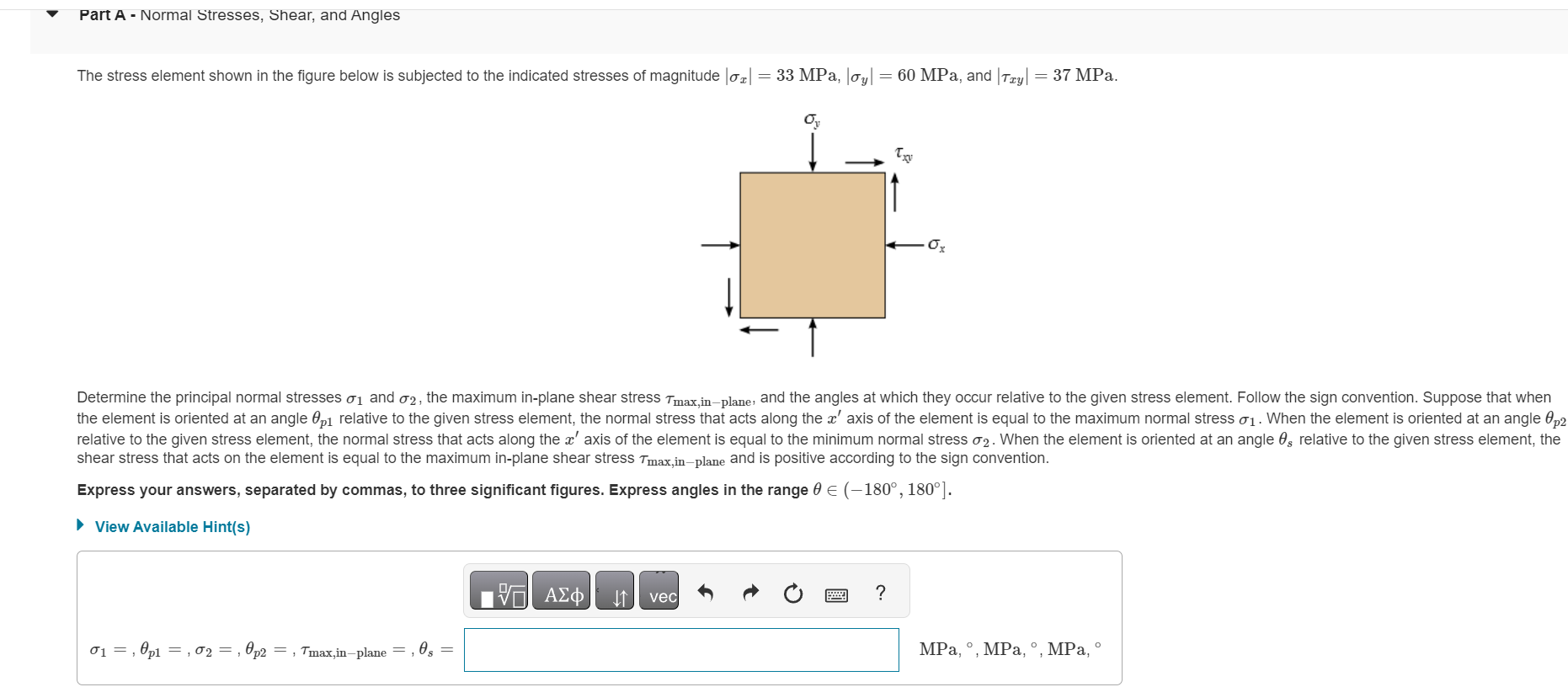 Solved A point on a thin plate is subjected to two | Chegg.com