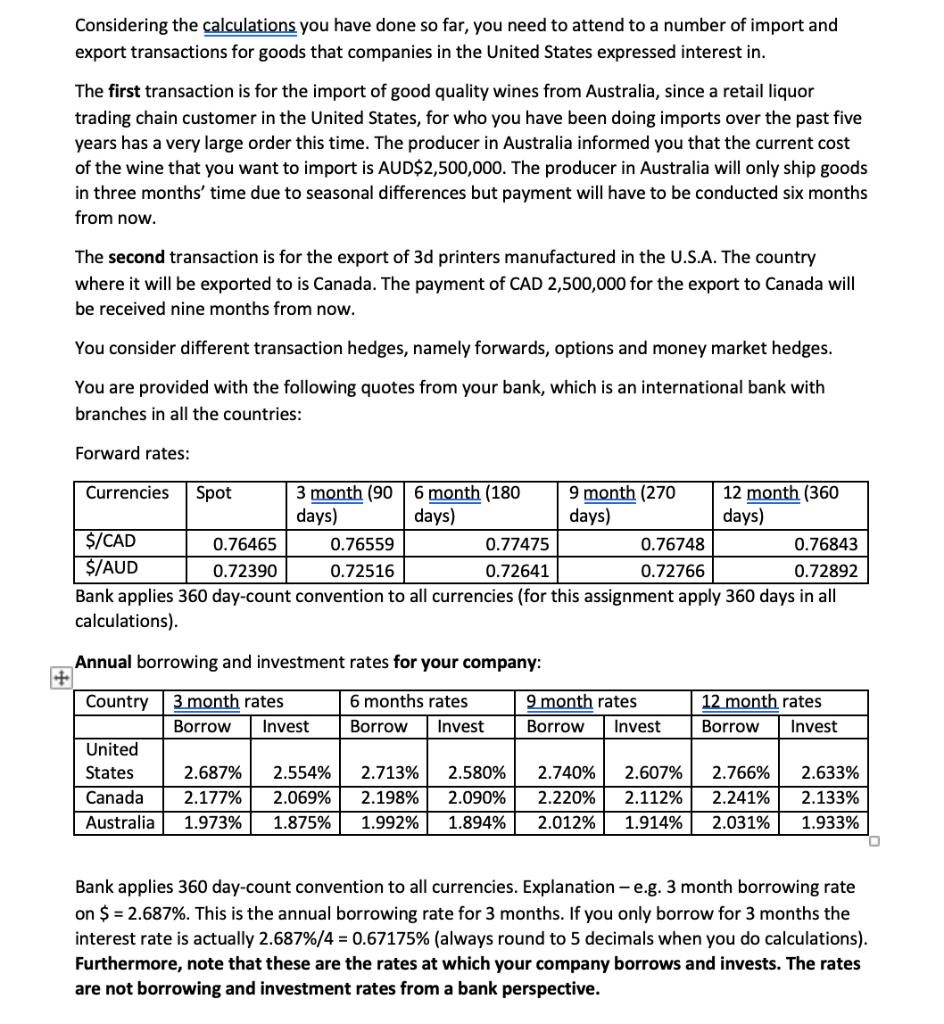 Solved Considering the calculations you have done so far,