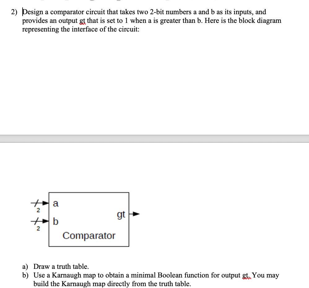 Solved 2) Design A Comparator Circuit That Takes Two 2-bit | Chegg.com