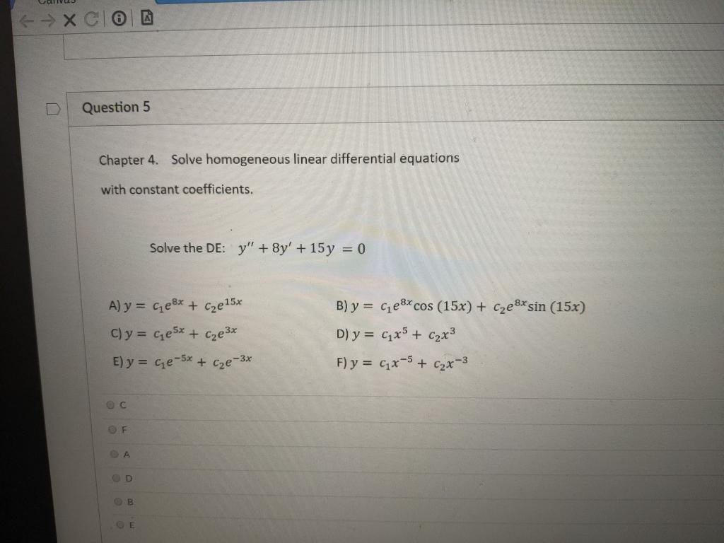 Solved → XC Question 5 Chapter 4. Solve homogeneous linear | Chegg.com