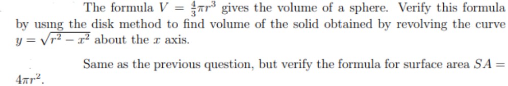 Solved The formula V=34πr3 gives the volume of a sphere. | Chegg.com