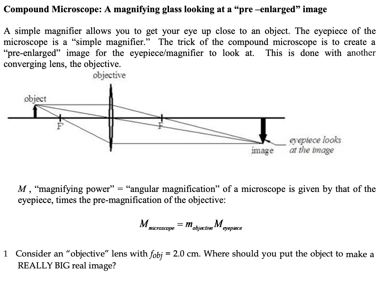Solved Compound Microscope A magnifying glass looking at a