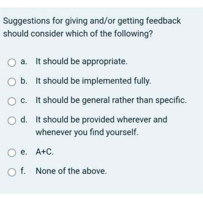 Solved Suggestions for giving and/or getting feedback should | Chegg.com