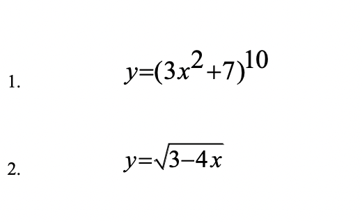 y=(3x2+7)10 y=3−4x | Chegg.com