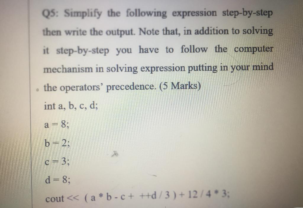 Solved QS: Simplify the following expression step-by-step | Chegg.com
