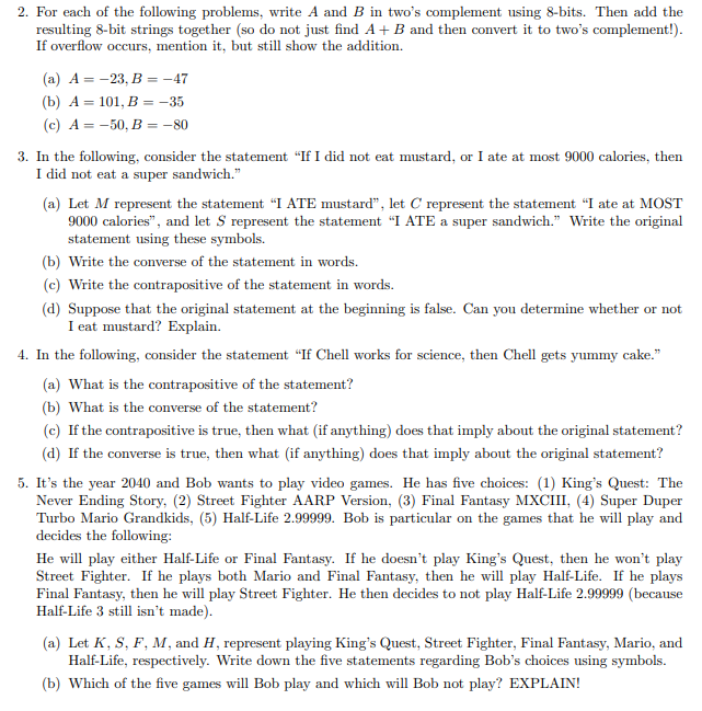 Solved 2. For Each Of The Following Problems, Write A And B | Chegg.com