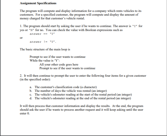 Solved Assignment Specifications The program will compute | Chegg.com