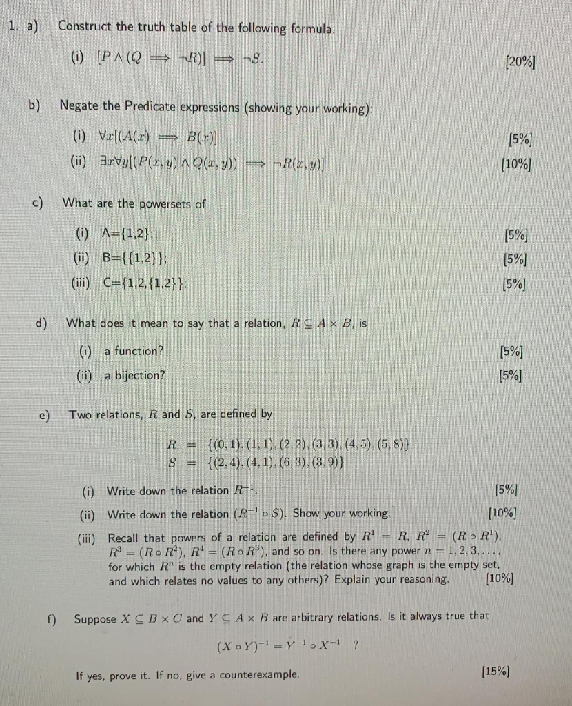 Solved 1. a) Construct the truth table of the following | Chegg.com