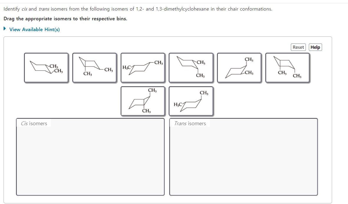 Solved Identify cis and trans isomers from the following | Chegg.com