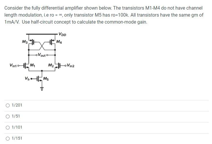 Solved Consider the fully differential amplifier shown | Chegg.com