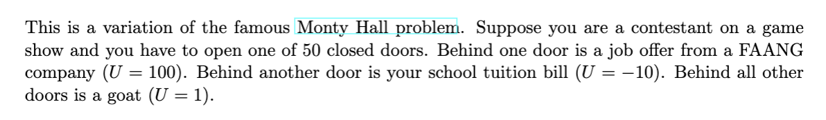 Solved This Is A Variation Of The Famous Monty Hall Problem. | Chegg.com