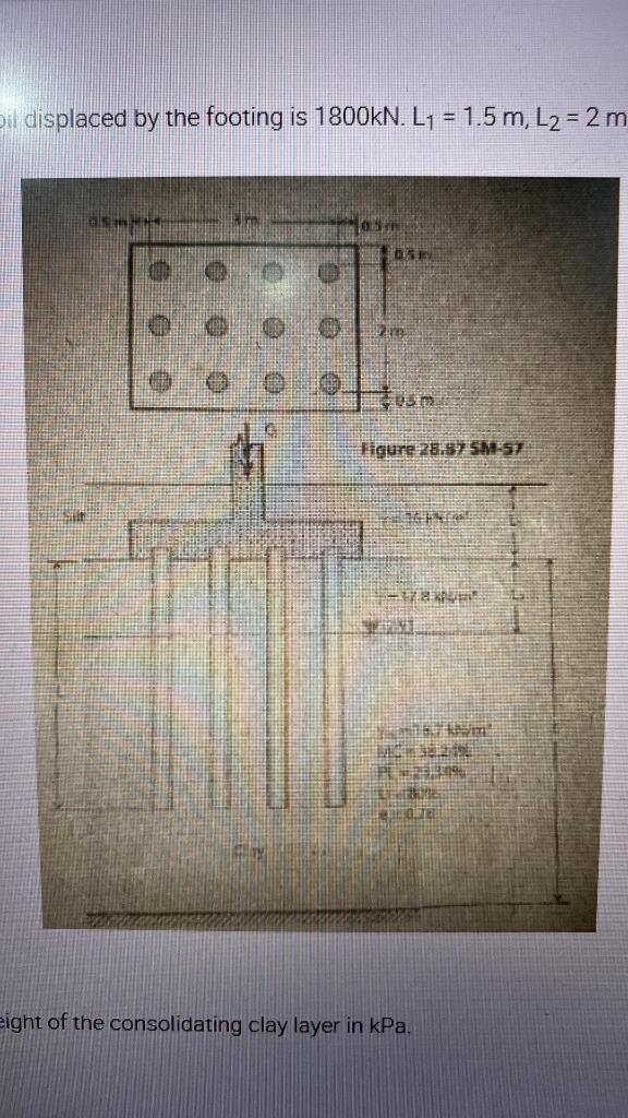 il displaced by the footing is 1800kN. L? = 1.5 m, L? = 2 m
OSMAN
DSF
m
FUSM
Figure 28.97 SM-57
to pl
=-17.8 xwen!
ra bu kavr