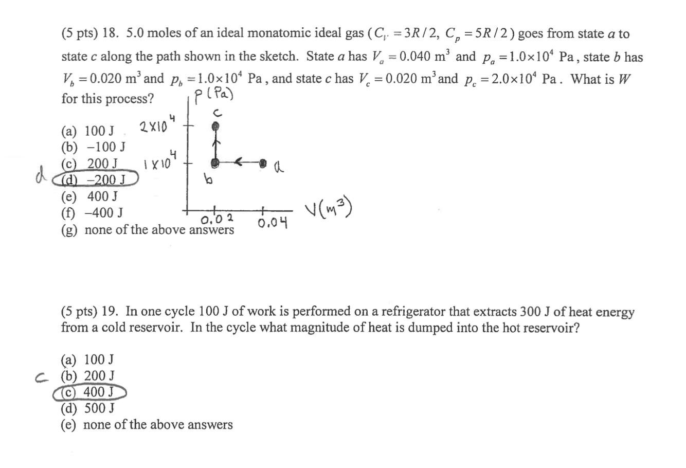 Solved (5 Pts) 13. A Quantity Of Monatomic Ideal Gas Expands | Chegg.com