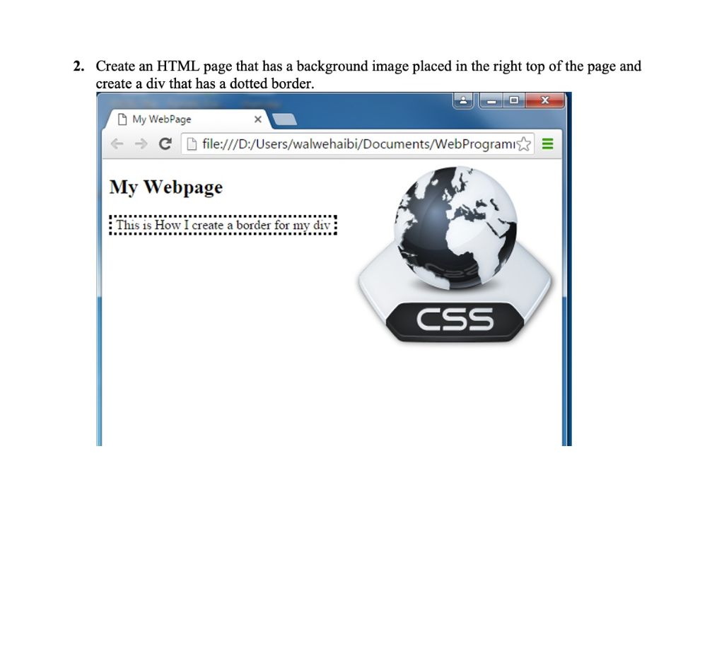 Solved 2. Create an HTML page that has a background image 