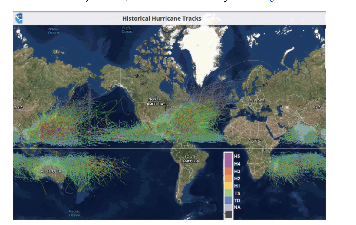 Solved Historical Hurricane Tracks Arctic Ocean Arctic Ocean