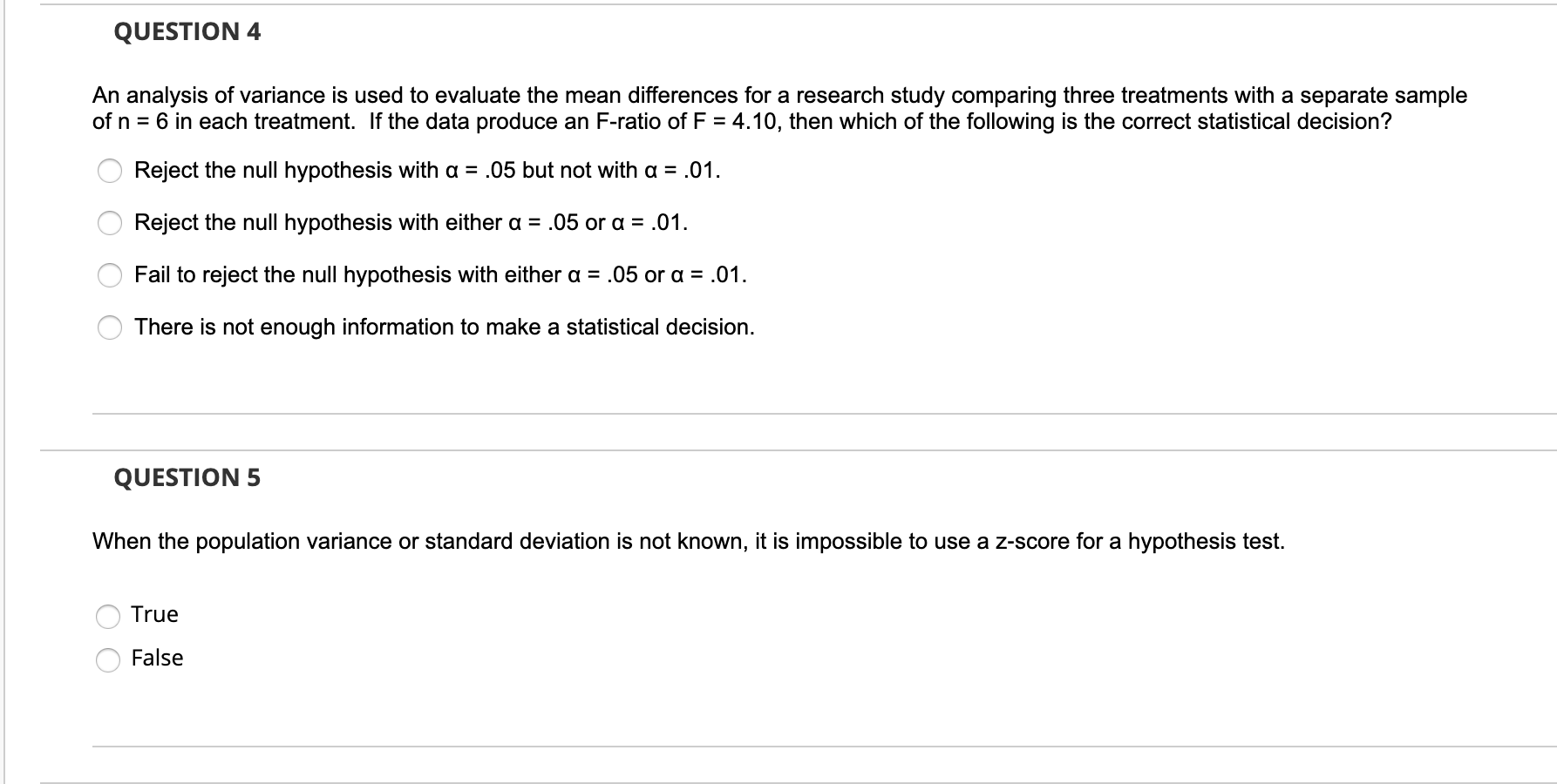 Solved QUESTION 4 An Analysis Of Variance Is Used To | Chegg.com