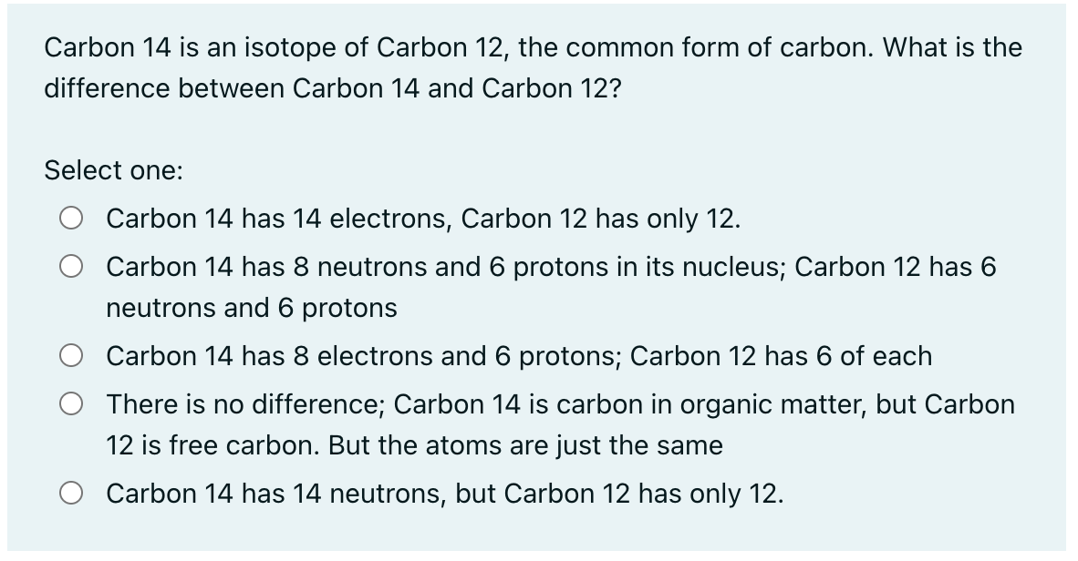 Solved Carbon 14 is an isotope of Carbon 12 , the common | Chegg.com