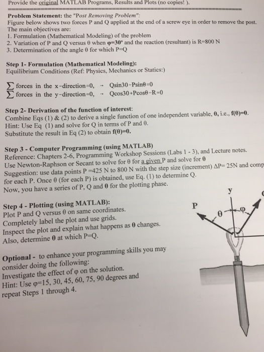 Solved Provide the original MATLAB Programs, Results and | Chegg.com
