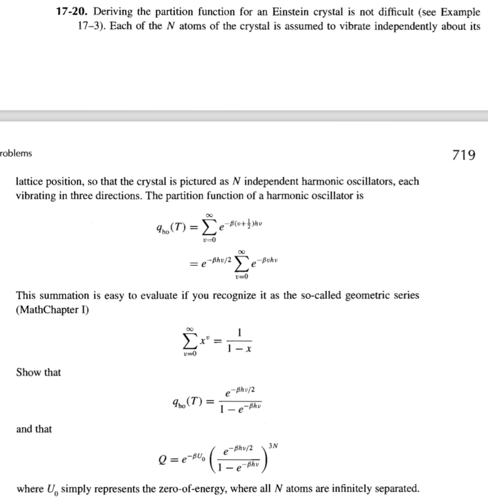 Solved 1720. Deriving the partition function for an