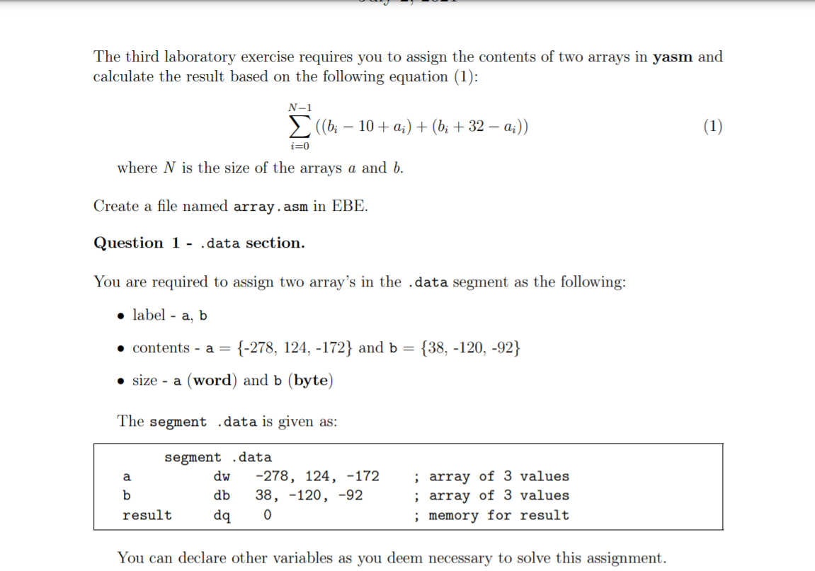 In yasm assembly language. I need help with question | Chegg.com
