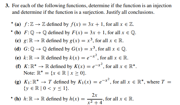 Solved 3 For Each Of The Following Functions Determine If