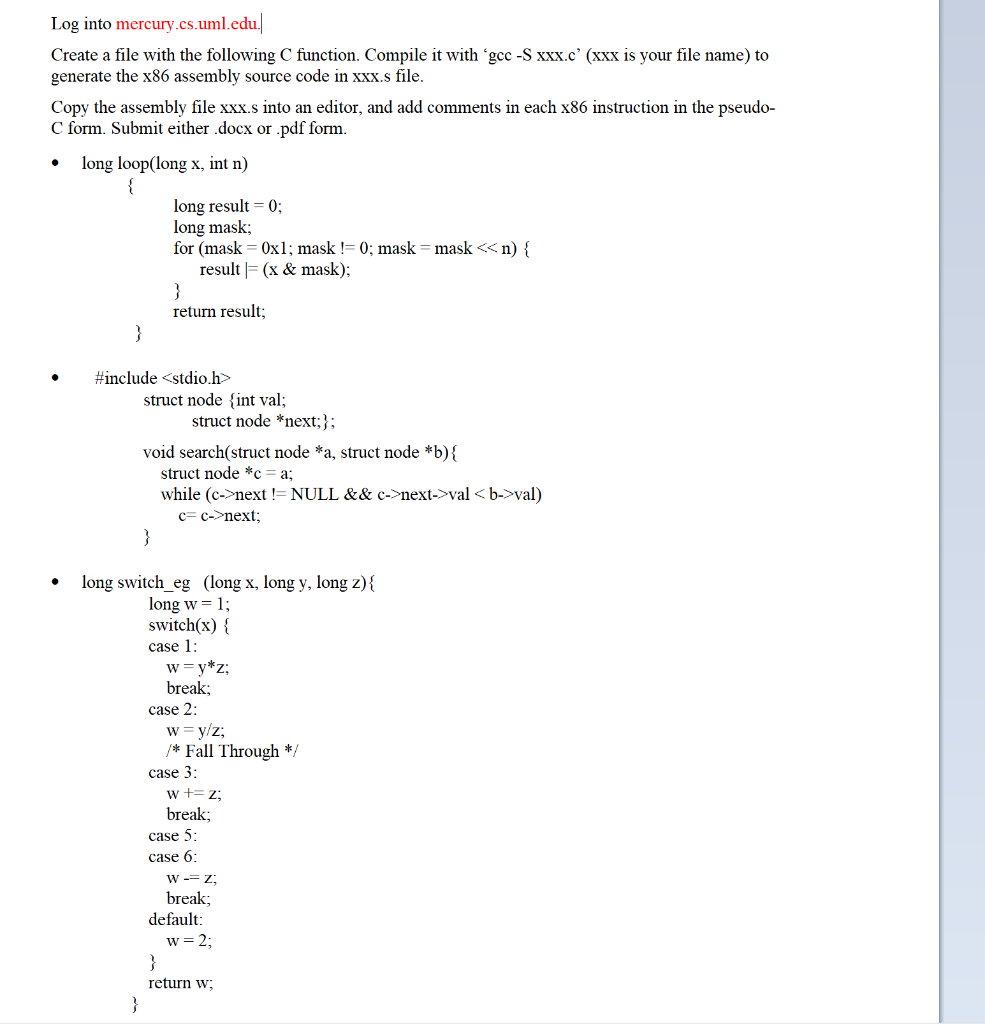write psuedocode next to the X86 in the form of | Chegg.com