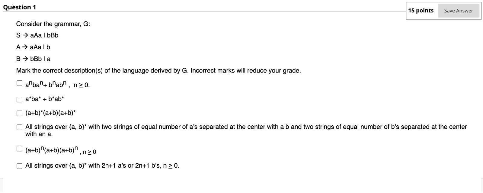 Solved 15 Points Consider The Grammar, G: | Chegg.com