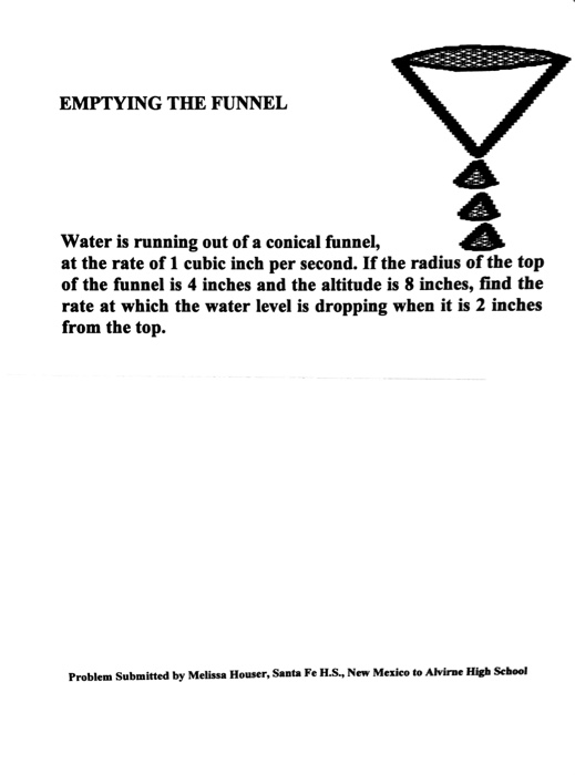 Solved EMPTYING THE FUNNEL Water is running out of a conical