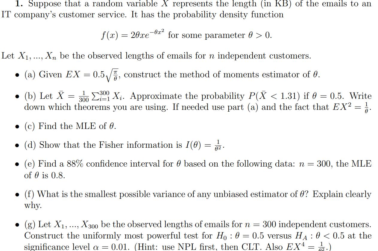 Solved 1. Suppose that a random variable X represents the | Chegg.com