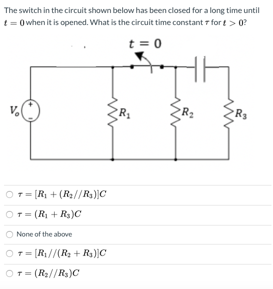 Solved The switch in the circuit shown below has been closed | Chegg.com
