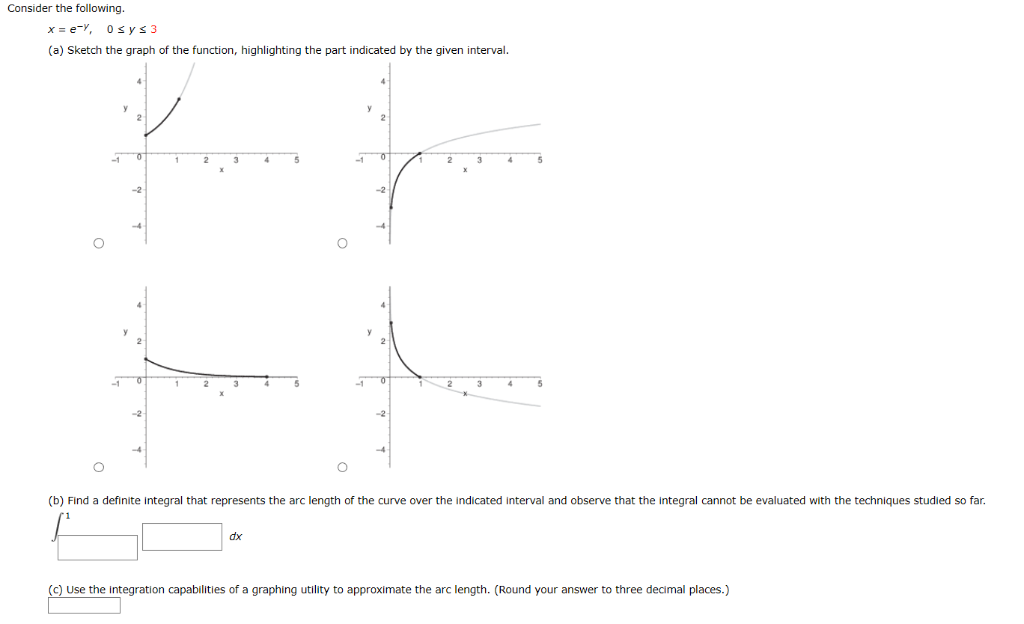 Solved Consider the following. x=e-Y, Osys 3 (a) Sketch the | Chegg.com