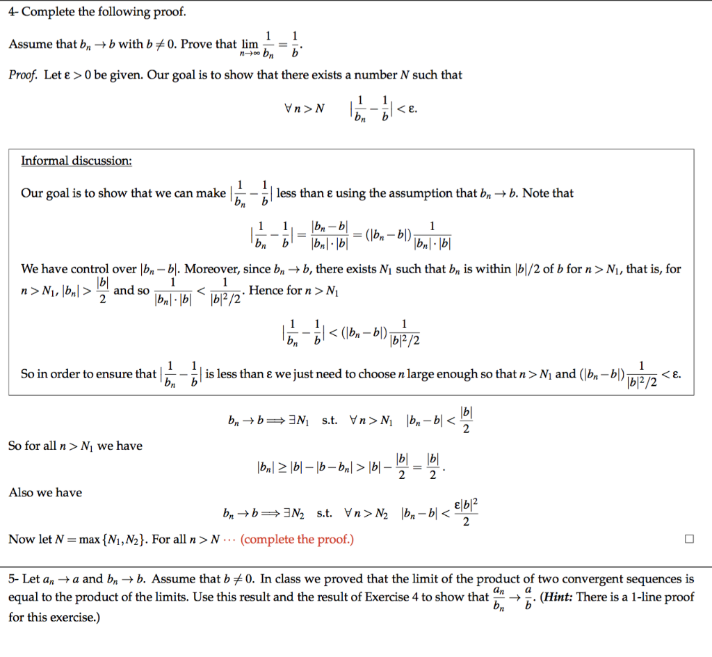 Solved 4-Complete the following proof 1 Assume that bn >b | Chegg.com