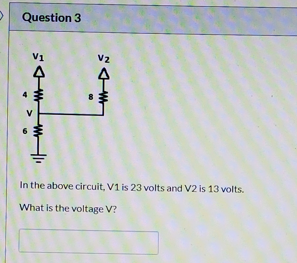 Solved Question 1 R1 20 OV 15 V1 In the above circuit, V1 = | Chegg.com