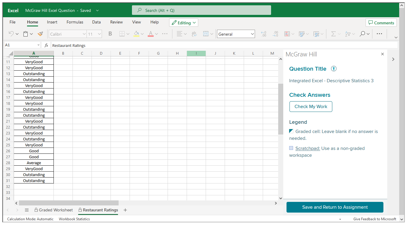 Solved Excel Formulas Please!! Tab "Restaurant Ratings"