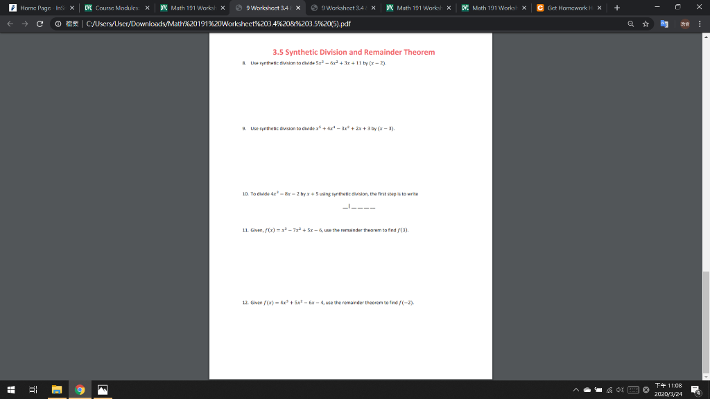 Solved x DK Math 191 Works X Wc Math 191 Works! x C Get | Chegg.com