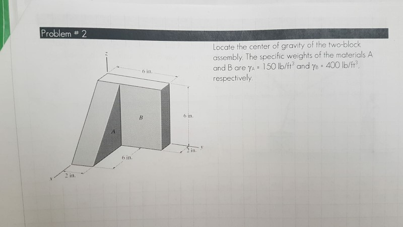 Solved Problem # 2 Locate The Center Of Gravity Of The | Chegg.com