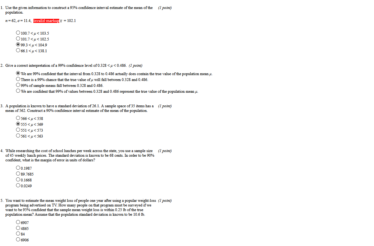 Solved (1 point) 1. Use the given information to construct a | Chegg.com
