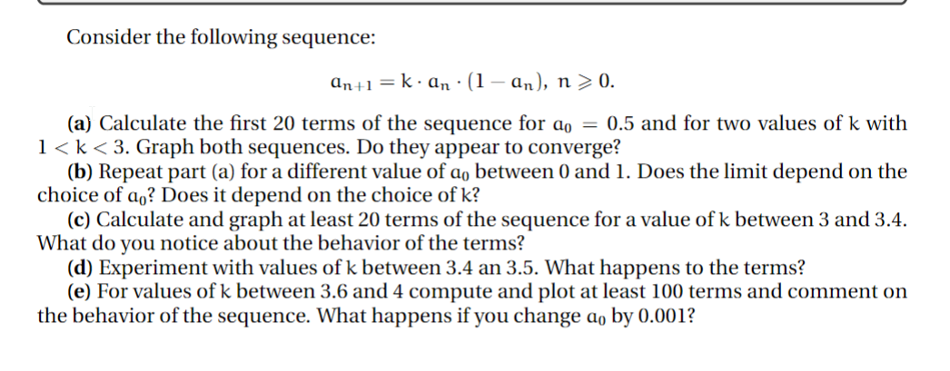 Consider The Following Sequence: | Chegg.com