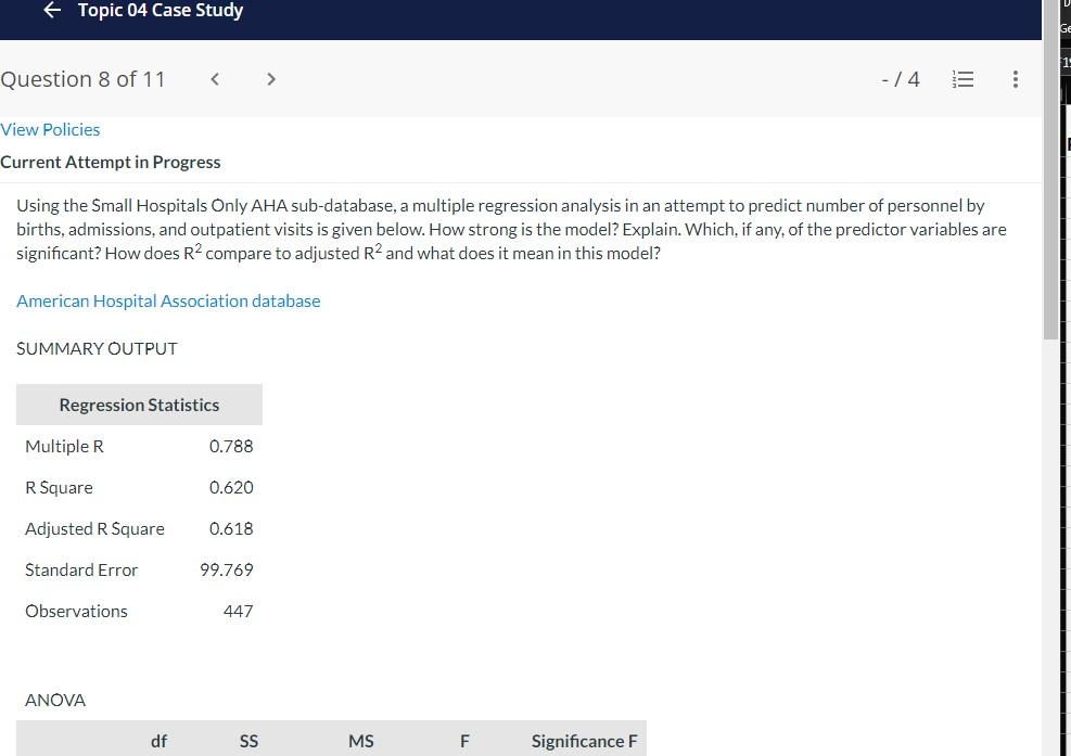Solved Using the Small Hospitals Only AHA sub-database, a | Chegg.com