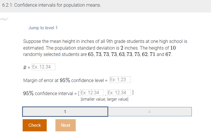 Solved 6.2.1: Confidence intervals for population means. | Chegg.com