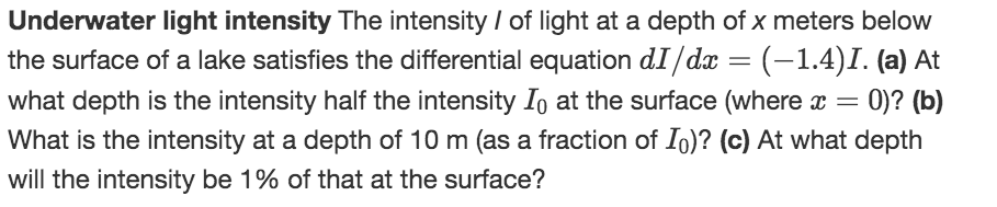 light intensity equations