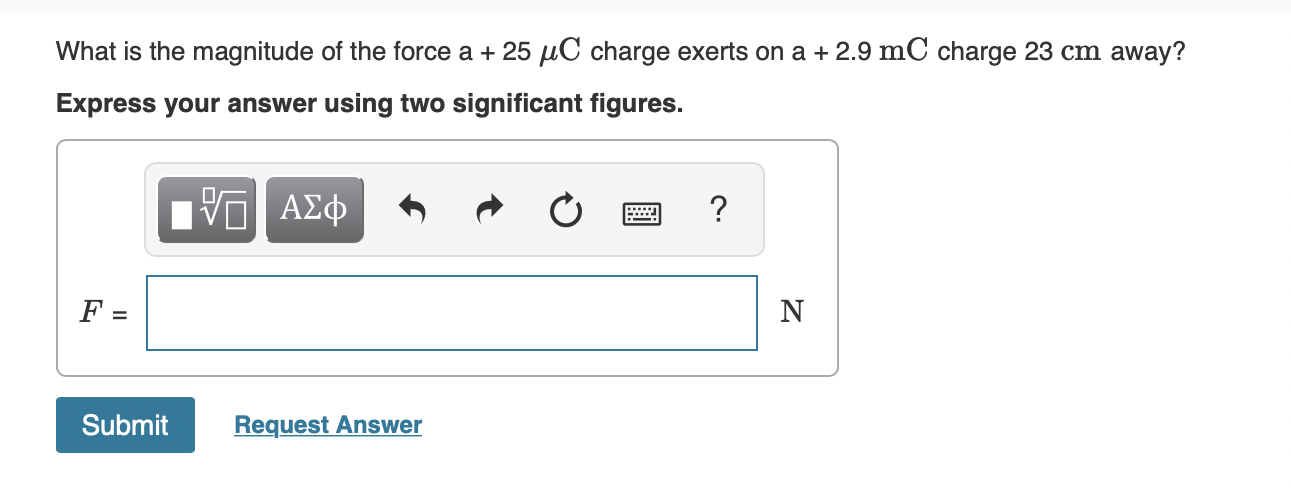 Solved What is the magnitude of the force a+25μC charge | Chegg.com
