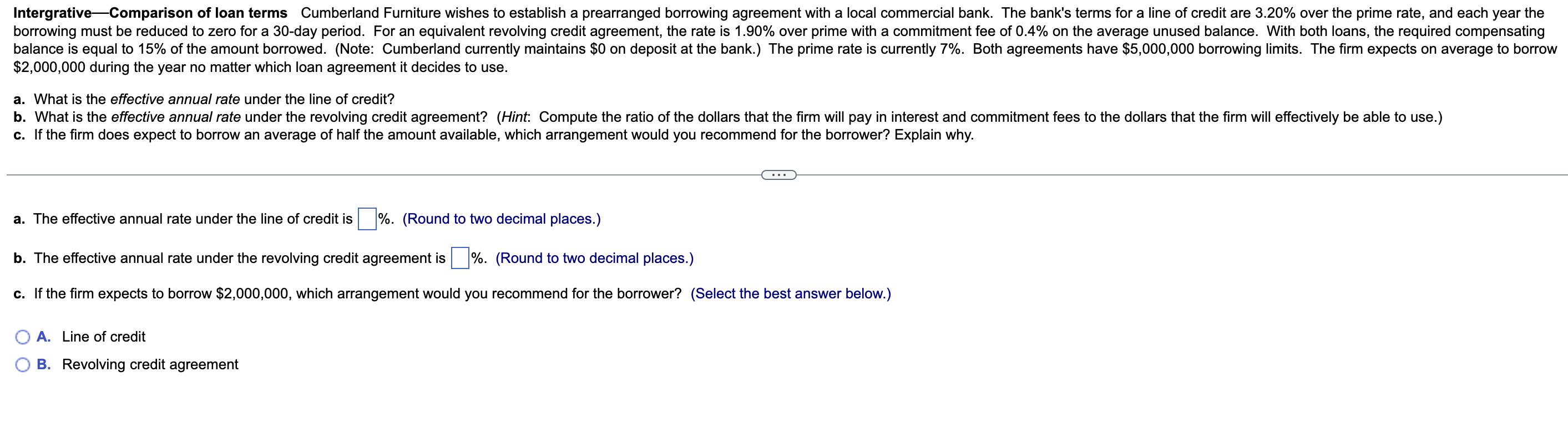 Solved Intergrative Comparison of loan terms Cumberland