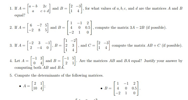 Solved 2c a c+d 2 -3 1. IfA-10-b , for what values of a, b, | Chegg.com