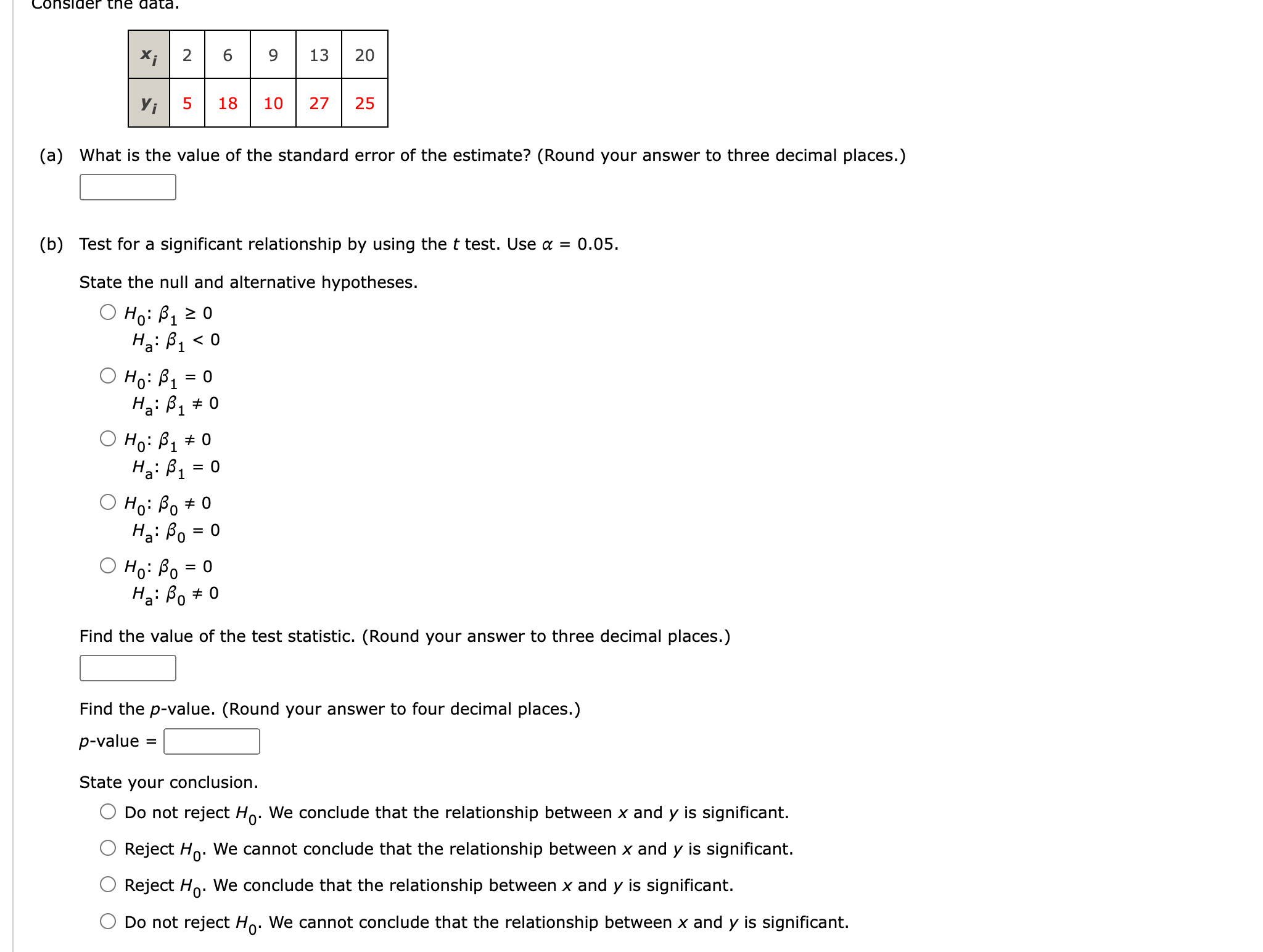 Solved (a) What is the value of the standard error of the | Chegg.com