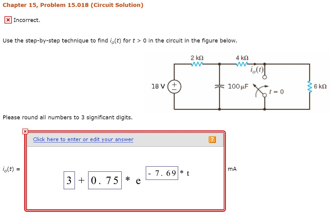 Solved Chapter 15, Problem 15.018 (Circuit Solution) X | Chegg.com