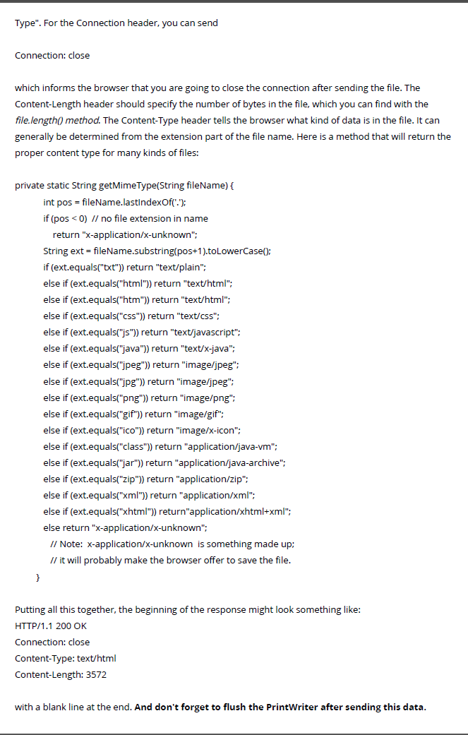 JAVA: A Web Server The goal of this lab is to write a | Chegg.com