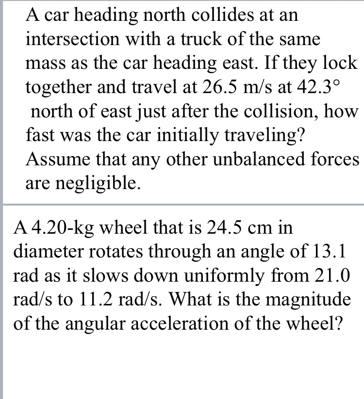 Solved A car heading north collides at an intersection with