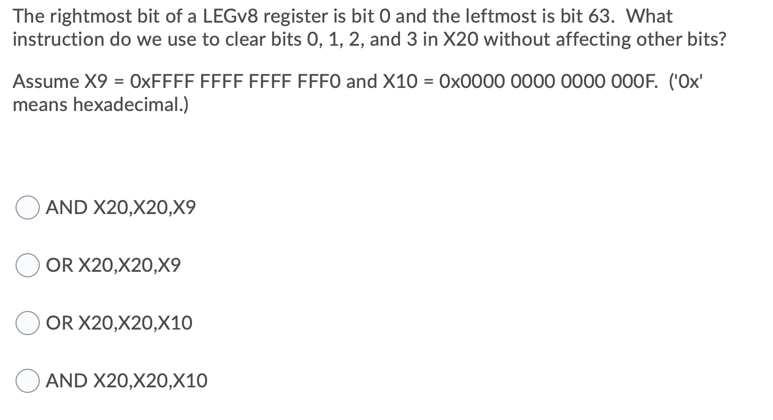Solved The rightmost bit of a LEGv8 register is bit 0 and | Chegg.com