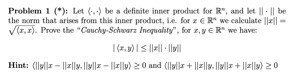 Solved Problem 1(∗) : Let ⋅,⋅ be a definite inner product | Chegg.com